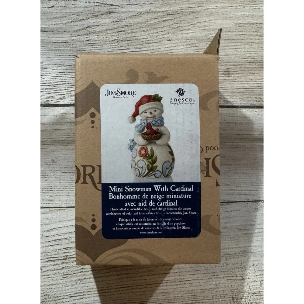 Jim Shore Mini Snowman with Cardinal on Nest Figurine #6006659 New in Box Tb18